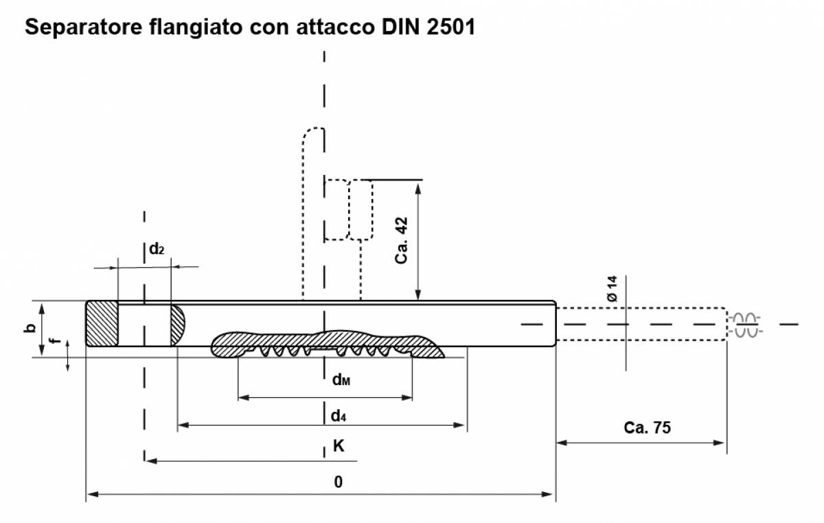 Separatore flangiato con attacco DIN 2501